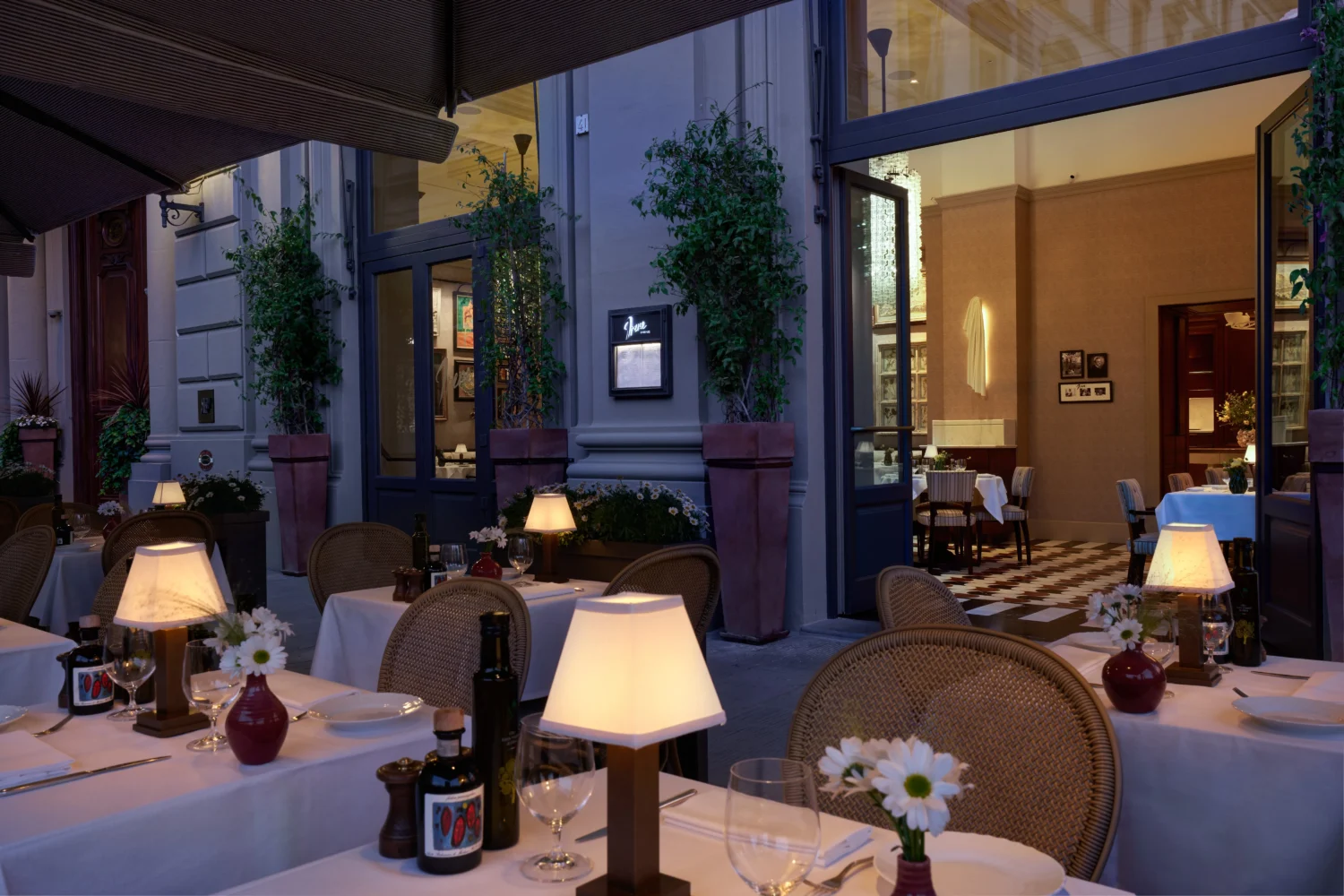Romantic outdoor dining at Hotel Savoy, a Rocco Forte Hotel in Florence, Italy.