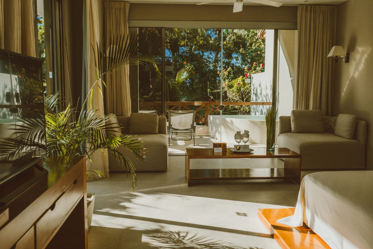 Luxurious suite at Jashita Hotel Tulum with open patio. A stunning Tulum wedding venue.
