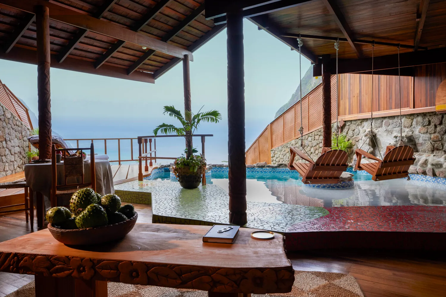 Luxury Ladera Resort suite with private plunge pool, offering stunning ocean views, perfect for an island honeymoon or wedding.