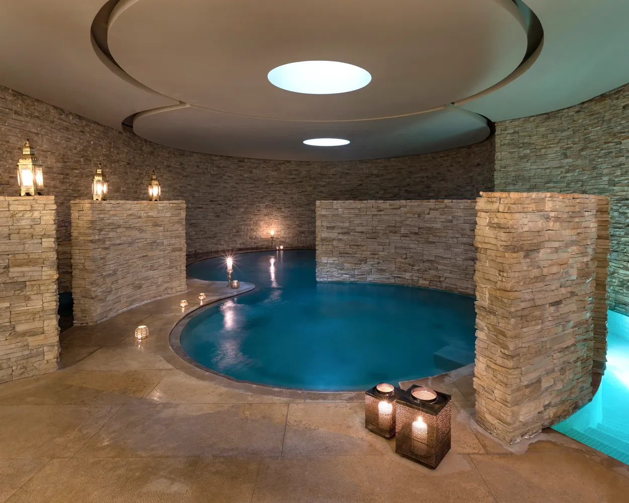 Tranquil indoor pool at Castel Monastero, perfect for a Tuscan honeymoon.
