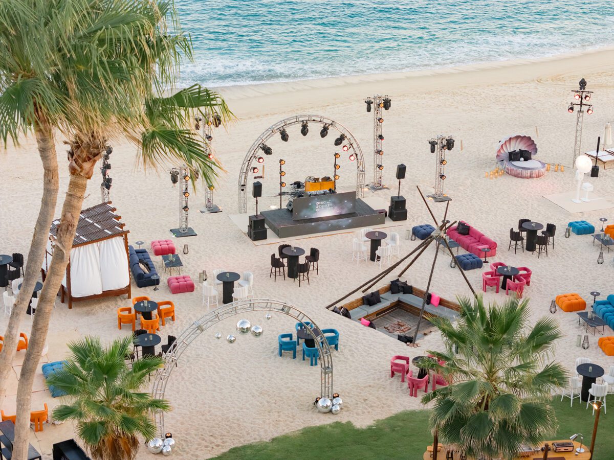 Beach wedding reception setup at Hilton Los Cabos, a beautiful Los Cabos destination wedding venue.