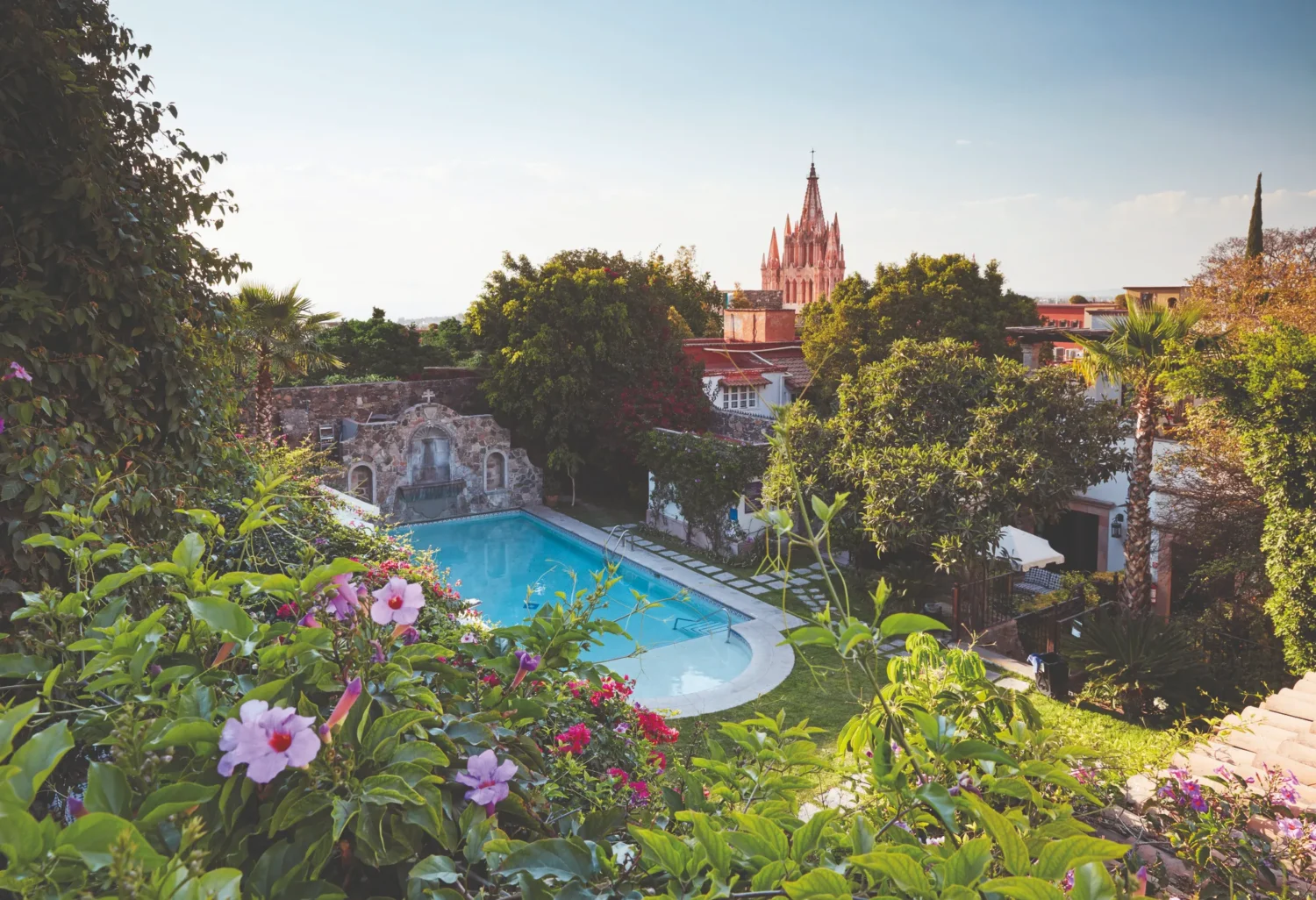 Luxury pool and garden at Casa de Sierra Nevada, Belmond Hotel, San Miguel de Allende.