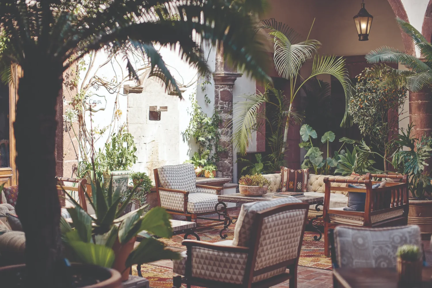 Luxurious courtyard at Casa de Sierra Nevada, Belmond Hotel, San Miguel de Allende. Perfect for a Casa de Sierra wedding.