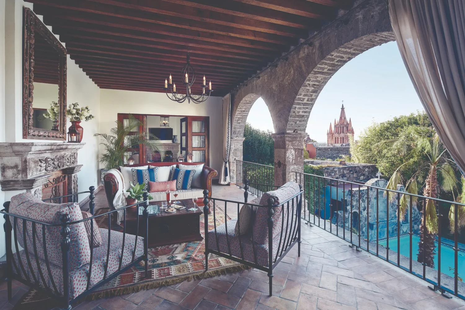 Luxury suite at Casa de Sierra Nevada, Belmond Hotel, San Miguel de Allende, featuring a stunning view.