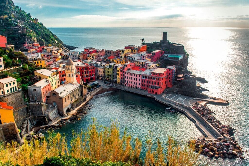 Colorful Vernazza village on the Cinque Terre coastline for Italy luxury weddings