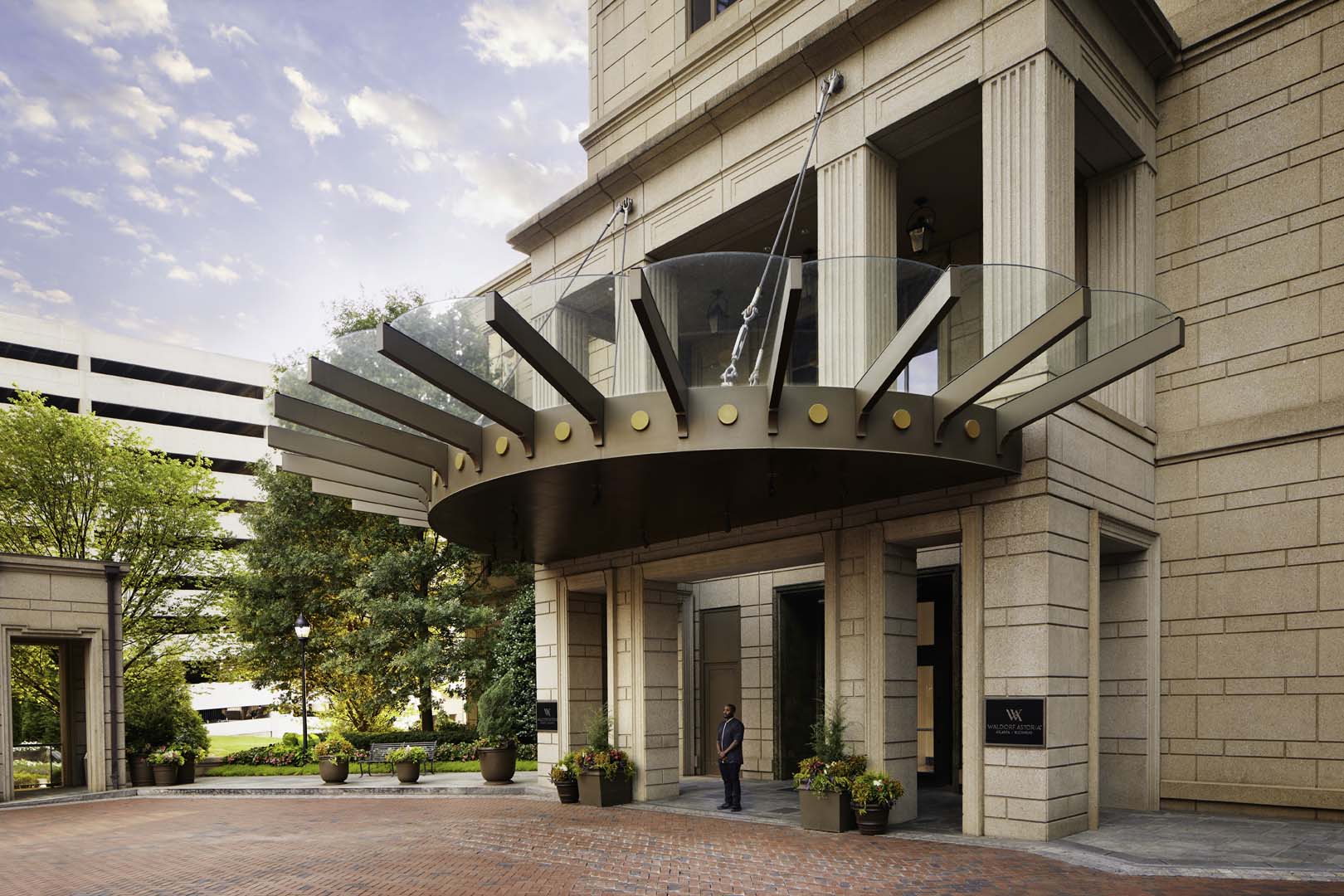 Entrance of Waldorf Astoria Atlanta Buckhead with elegant architecture