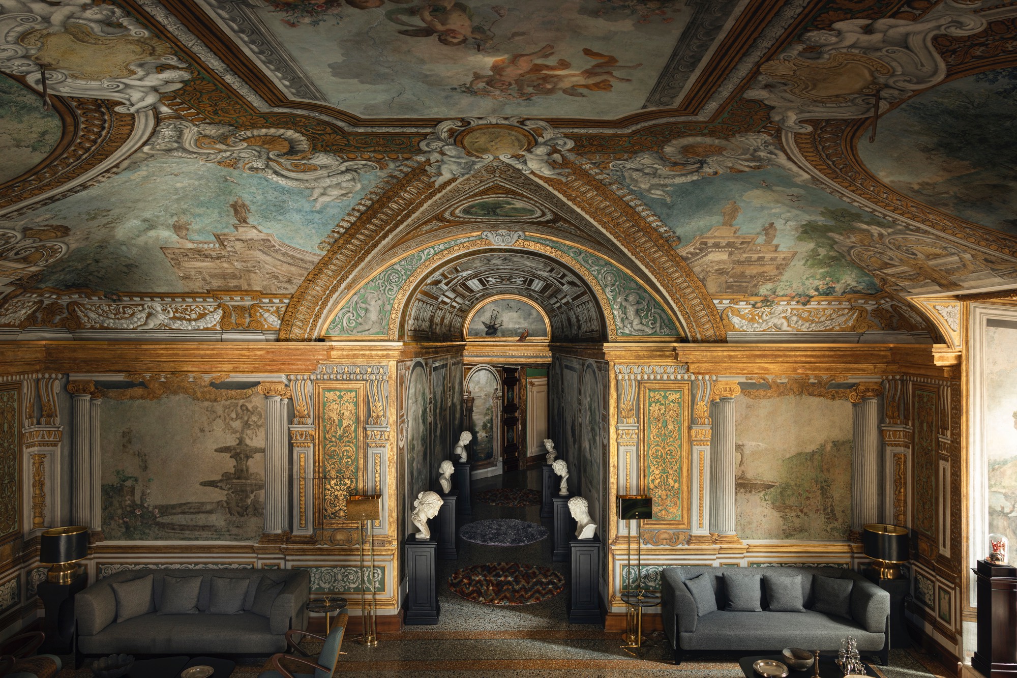 Luxurious interior of Palazzo Shedir in Rome, ideal for wedding destinations