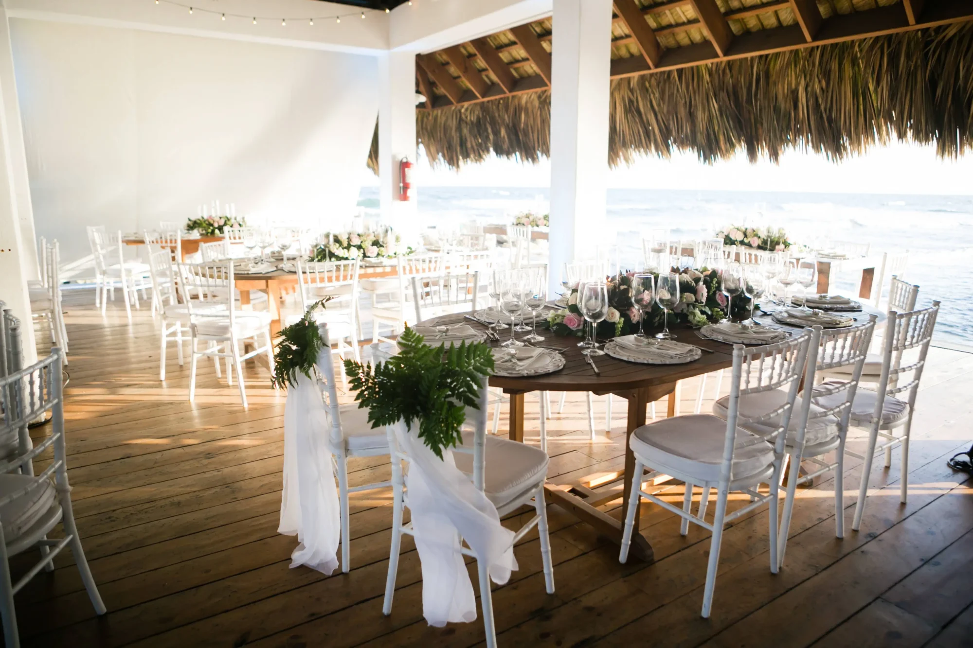 Elegant beach wedding reception at Boutique Hotel Casa Hemingway in the Dominican Republic.