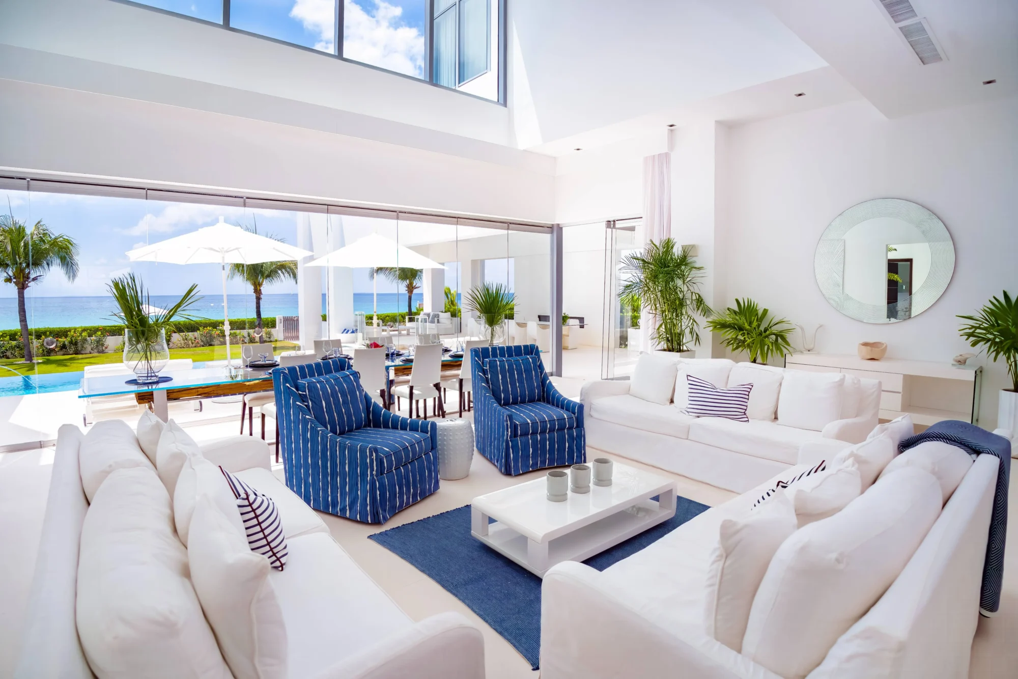 Luxurious beachfront living room in Anguilla, perfect for a destination wedding.