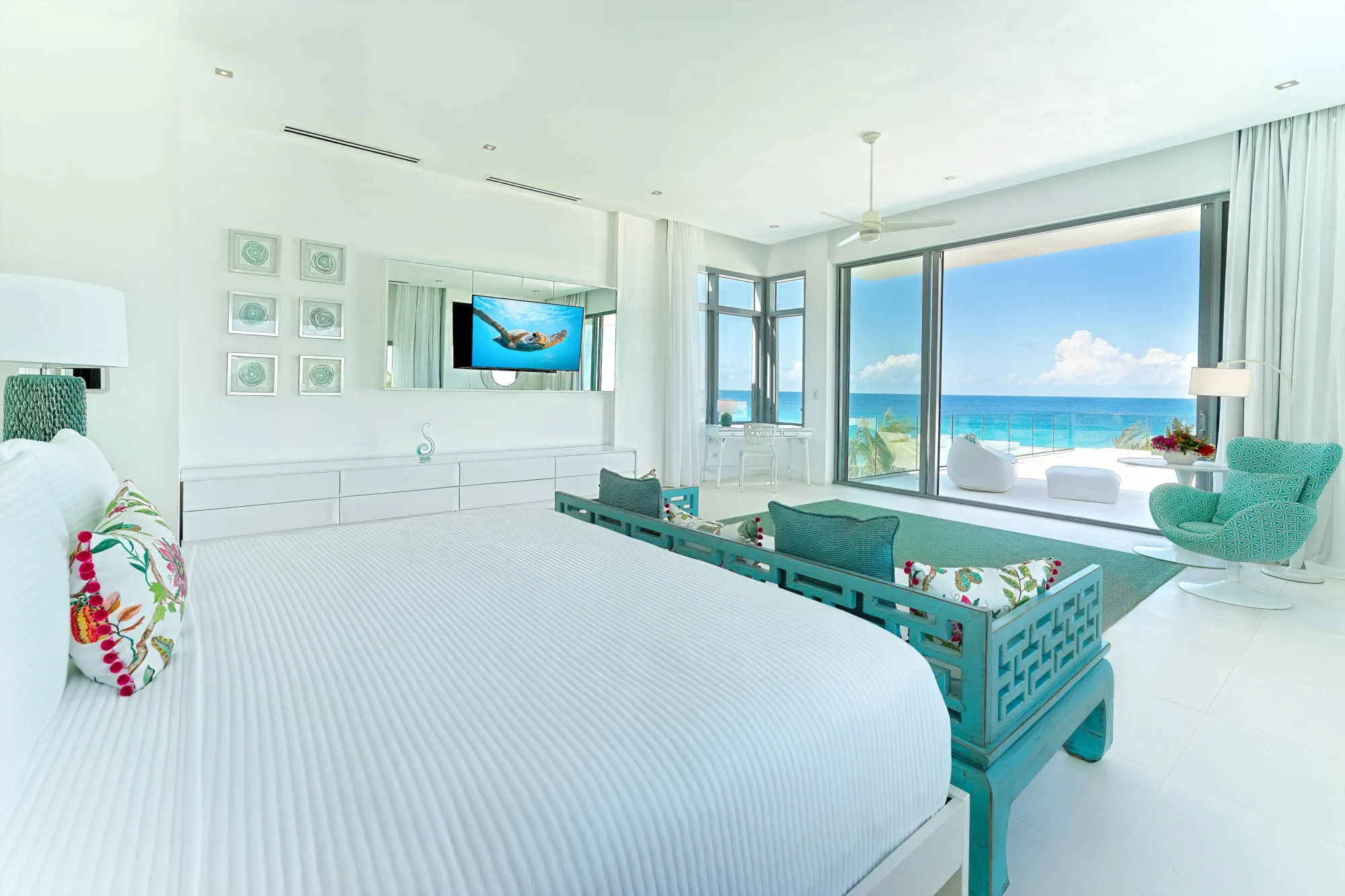Luxurious Anguilla bedroom with ocean view; ideal for destination weddings.
