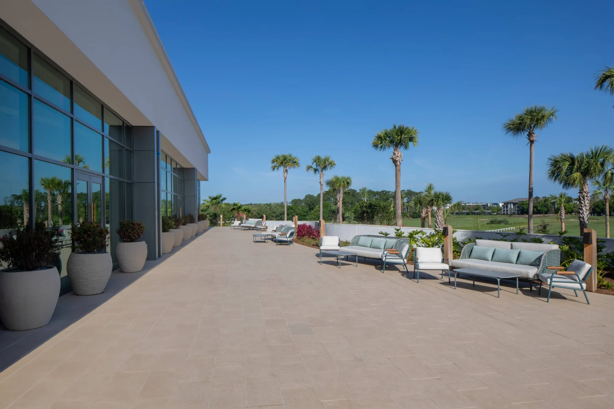 Outdoor seating area at Conrad Orlando, a beautiful Orlando wedding destination.