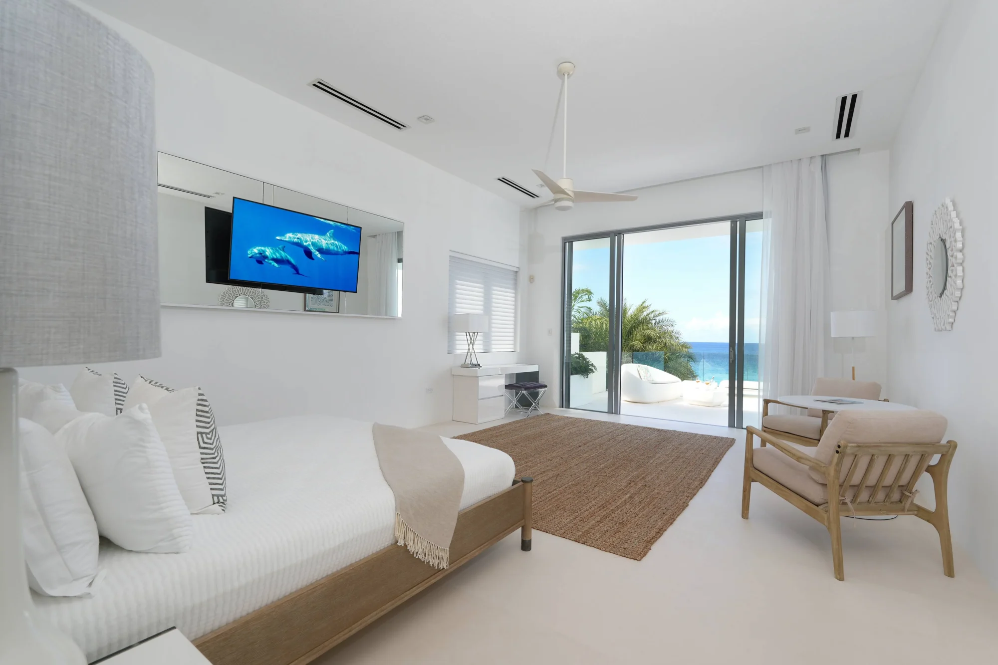 Luxury Anguilla bedroom with ocean view; perfect for a destination wedding.