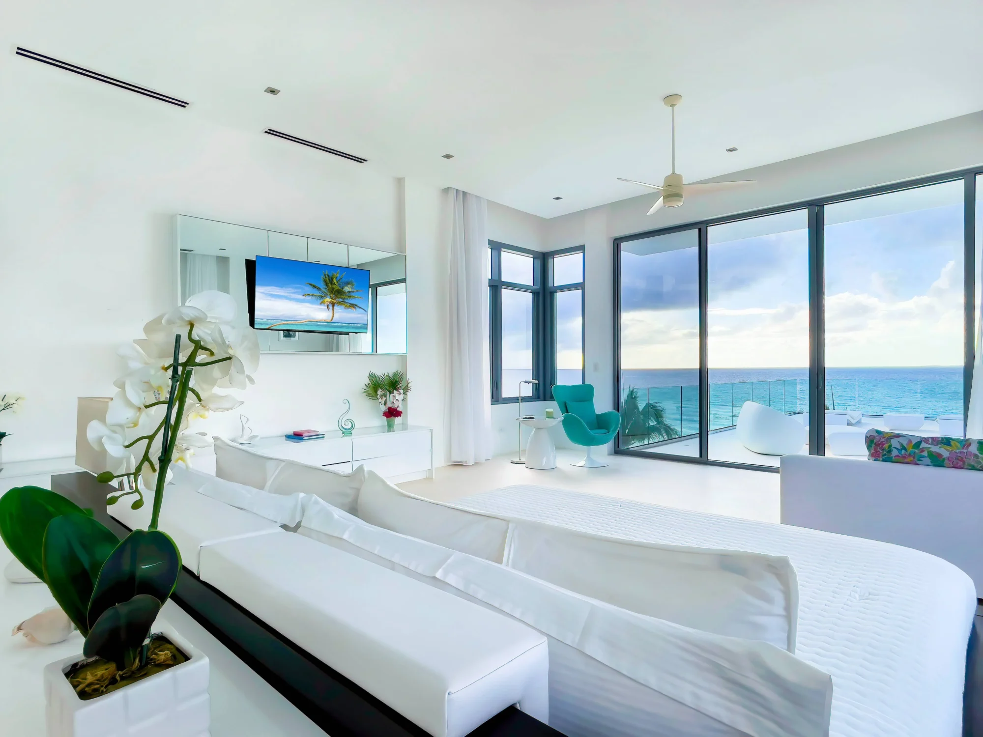 Luxurious beachfront bedroom in Anguilla, perfect for a destination wedding.