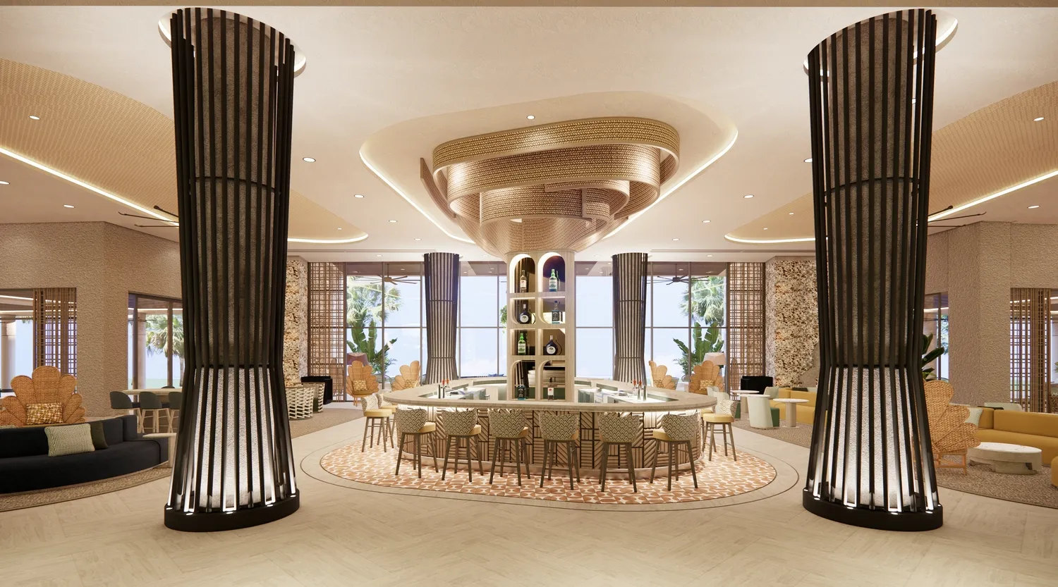 Elegant bar at the Zemi Miches All-Inclusive Resort, Curio Collection by Hilton.