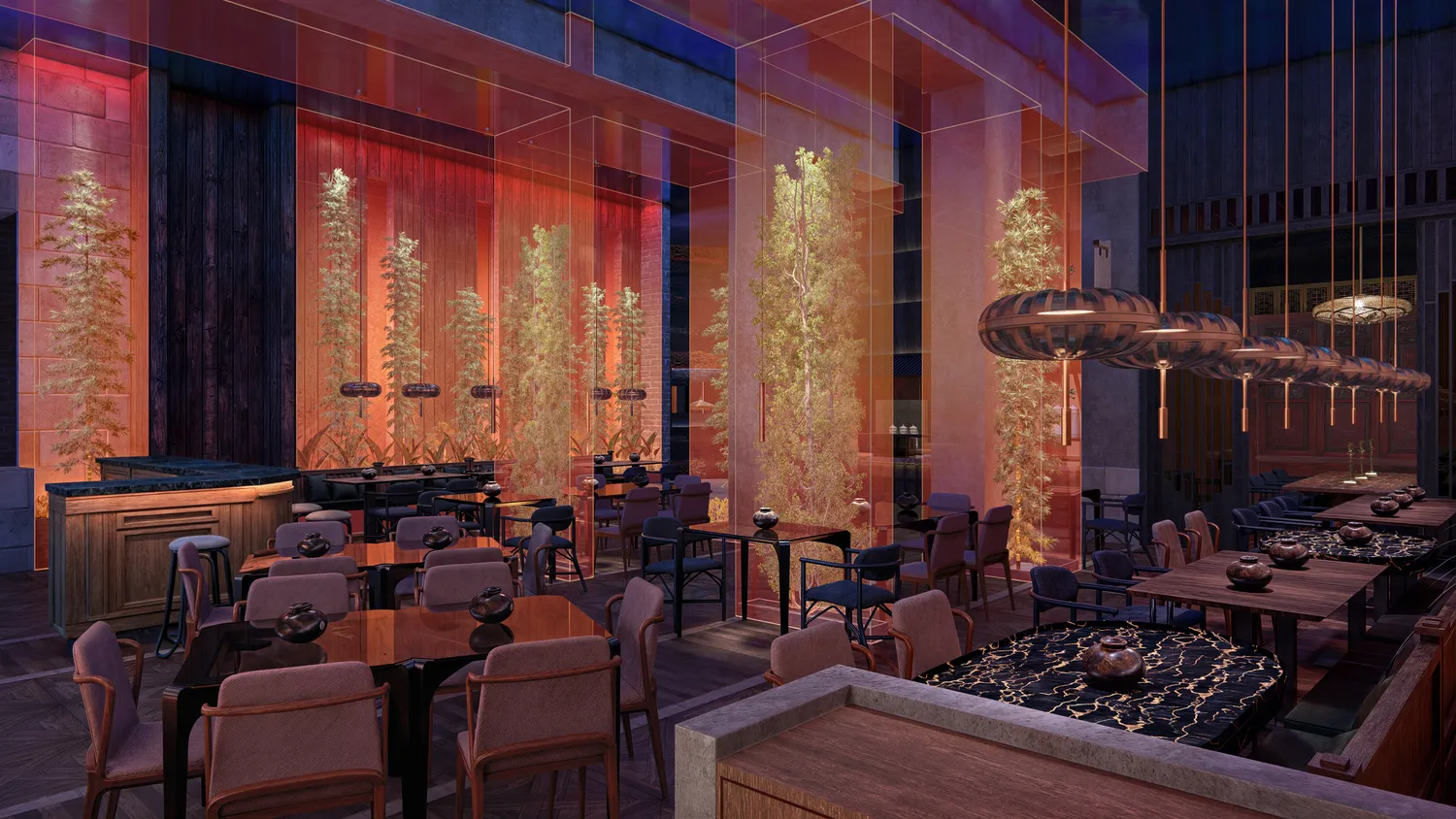 Elegant dining area at the Zemi Miches All-Inclusive Resort, featuring modern tables and chairs.