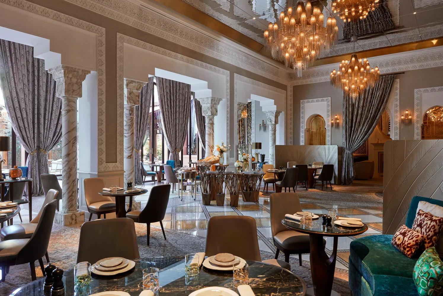 Luxurious dining room at Royal Mansour Marrakech, perfect for celebrations.