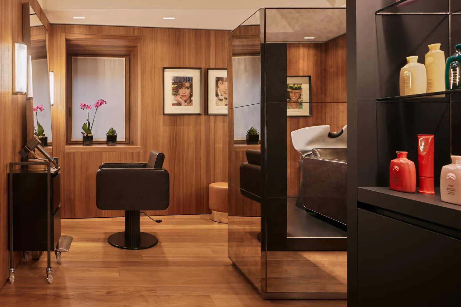 Luxurious hair salon at the Bvlgari Hotel Roma.