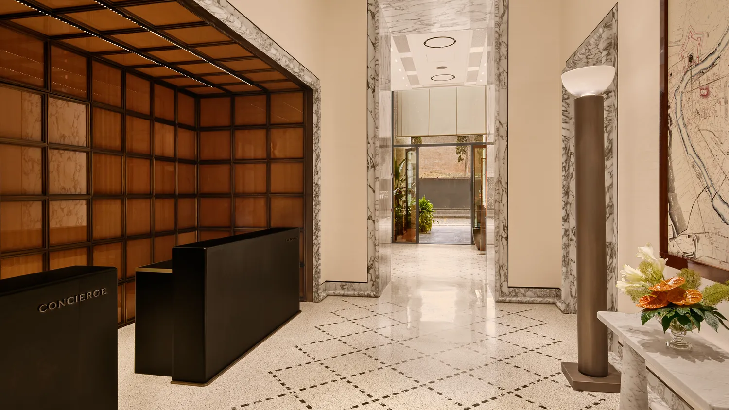 Bvlgari Hotel Roma concierge desk and elegant lobby.