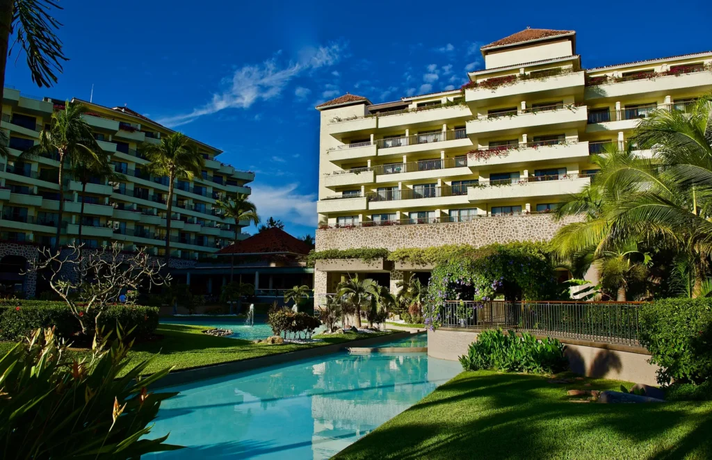 Luxury resort pool and buildings at Marriott Puerto Vallarta. Ideal destination wedding location.