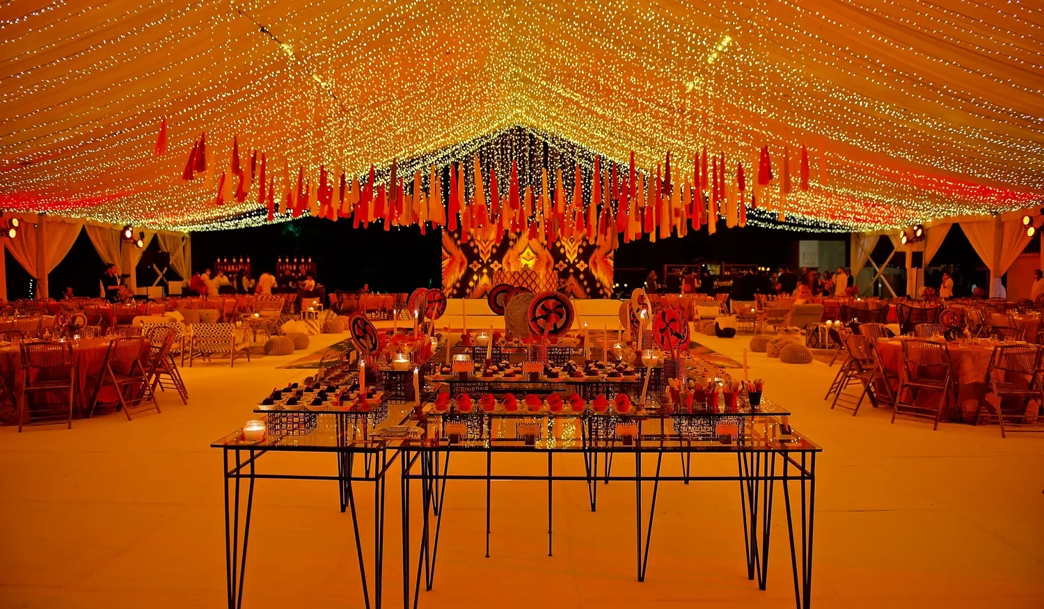 Elegant dessert table at a destination wedding in Puerto Vallarta.
