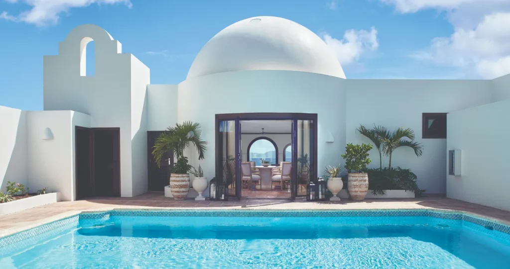Luxury Anguilla villa with private pool and ocean view; ideal for a Cap Juluca wedding.