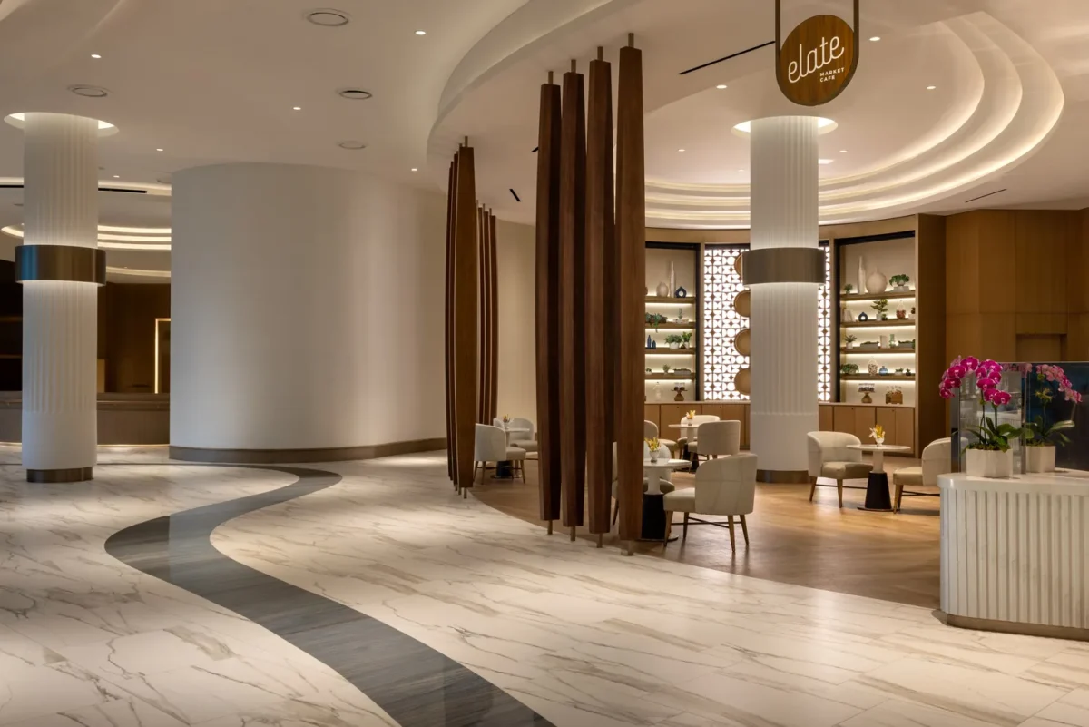 Elegant cafe interior at Pier Sixty-Six, a Fort Lauderdale wedding venue.