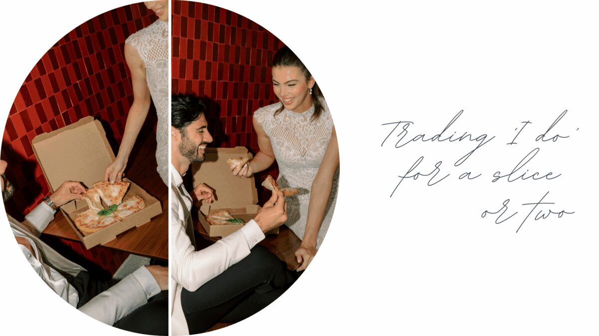 Happy couple and friends enjoying pizza at Conrad Orlando